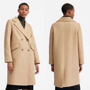 Everlane The Italian ReWool Overcoat Double-Breasted Tan Women 8 NWT